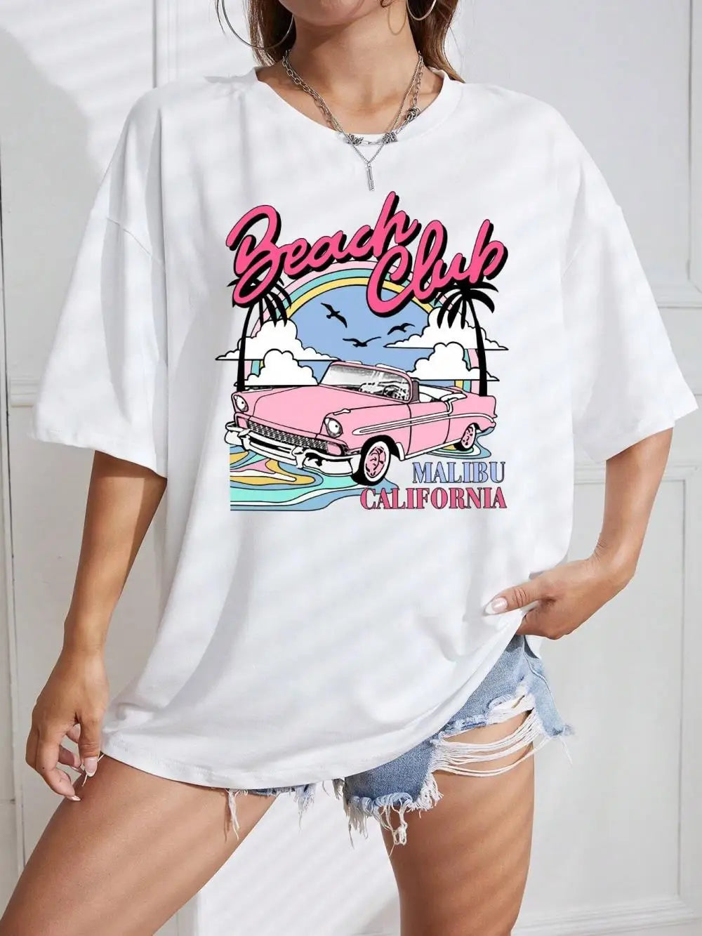 Teekossc Women's Junior Cartoon Printed Cotton T-Shirt - Casual Summer Top