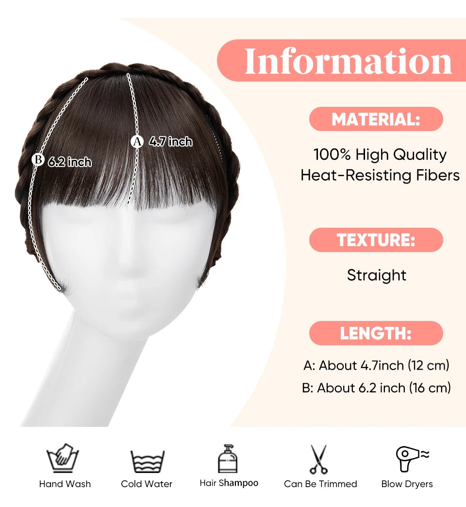 SARLA Blunt Bangs Clip-In Hair Extension – High Temperature Fiber, Pure Color, Permable