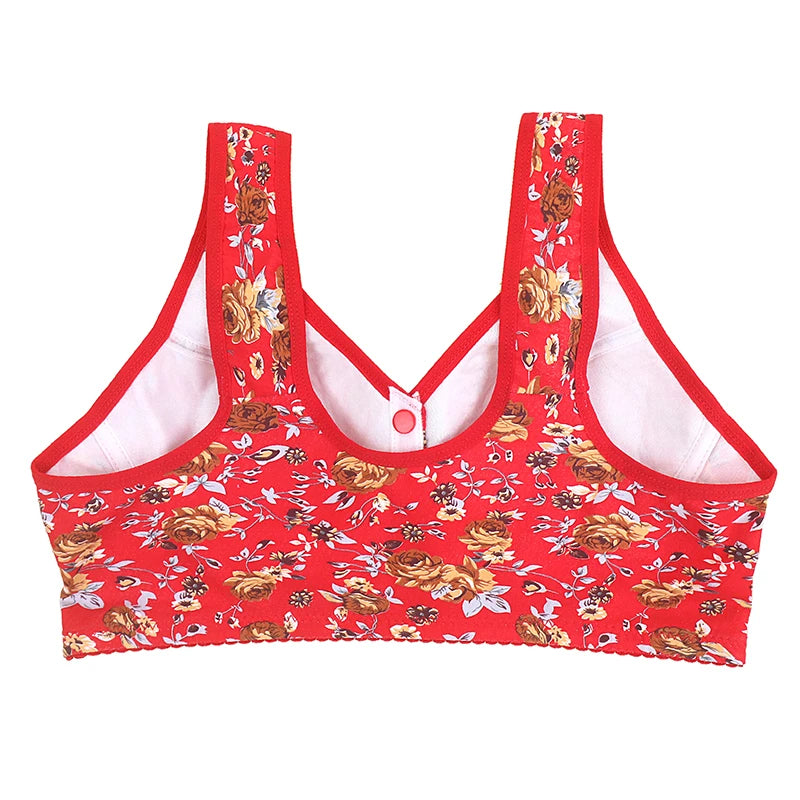 KING'S FAITH Women's Floral Push-Up Bra - Wire-Free, Front Closure, Everyday Comfort