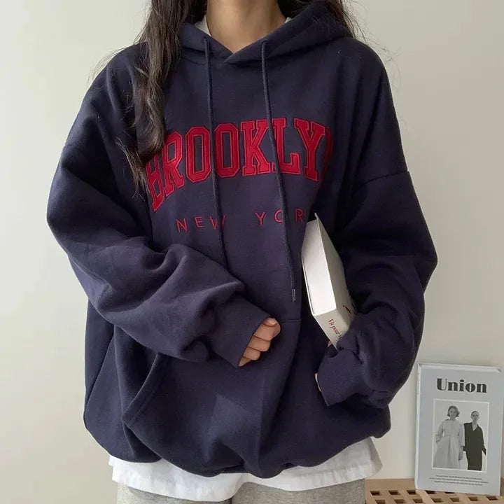 Trancilong Women's Loose Fit Fleece Sweatshirt with O-Neck and Printed Design – Autumn/Winter Collection