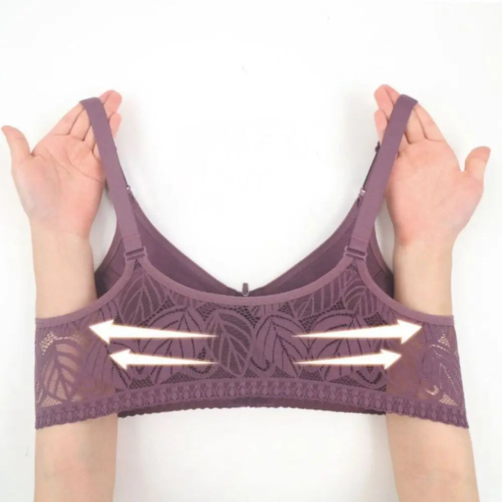 HEALMEYOU Women's Wireless Push-Up Bra – Front Closure, Full Cup, Geometric Pattern