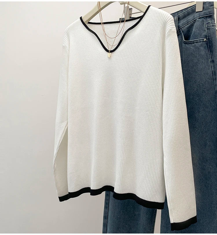 BigLargi Women's Loose Fit V-Neck Casual Shirt – Autumn/Winter Collection