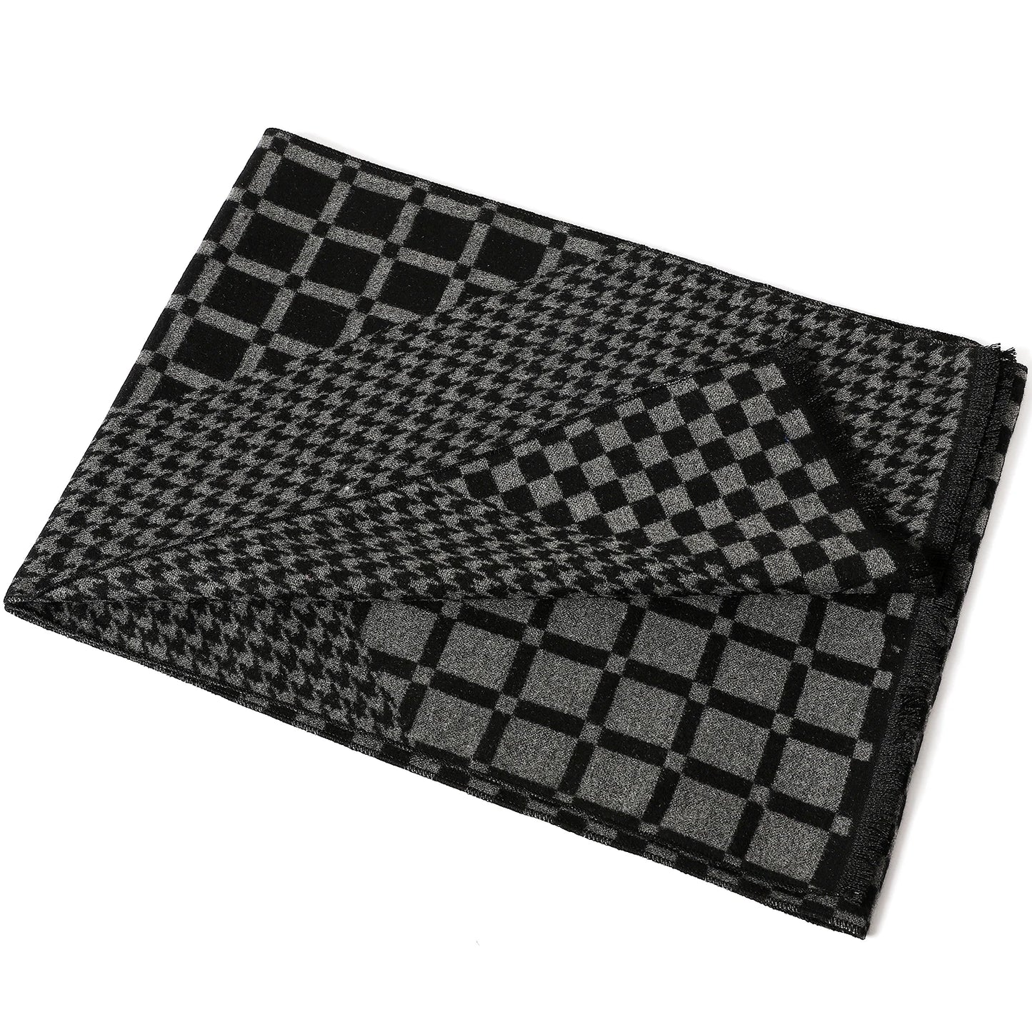 NoEnName_Null Cashmere and Silk Plaid Scarf for Women – Warm, Fashionable Shawl for Outdoor Use