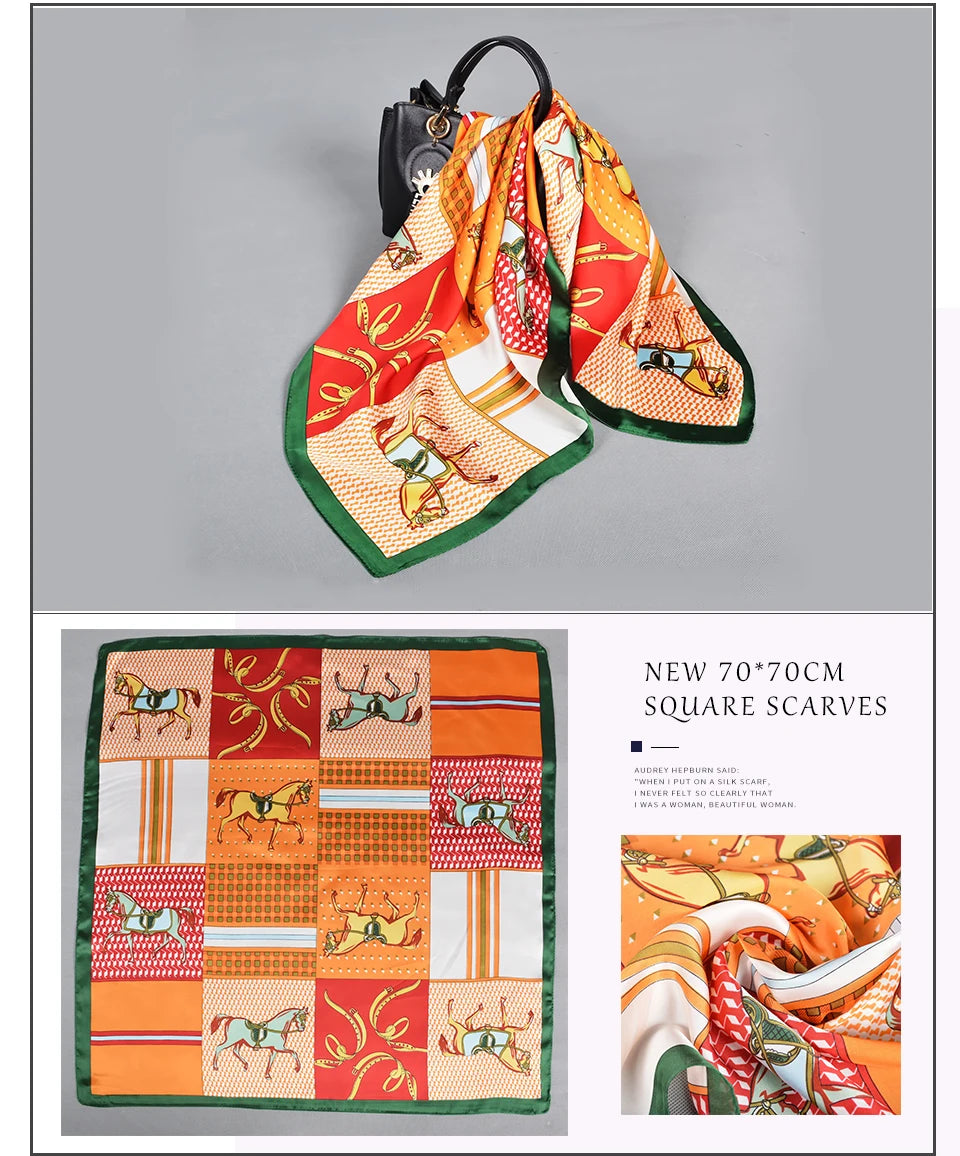 BYSIFA Multifunctional Fashion Scarf - Striped Satin Square Shawl for All Seasons