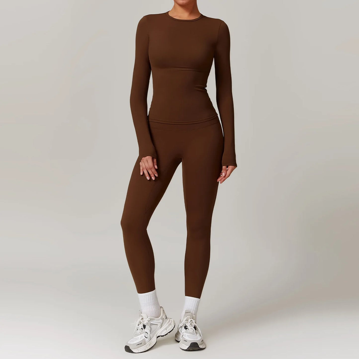 YEHAN Women's Sporty Yoga Set - High Waist, Quick Dry, Spandex/Nylon, Full Sleeve