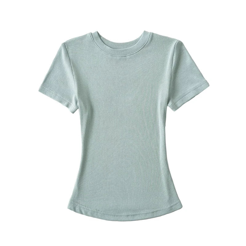 STVY Women's Slim Fit Solid Knit Tee with O-Neck - High Street Spring/Summer Top