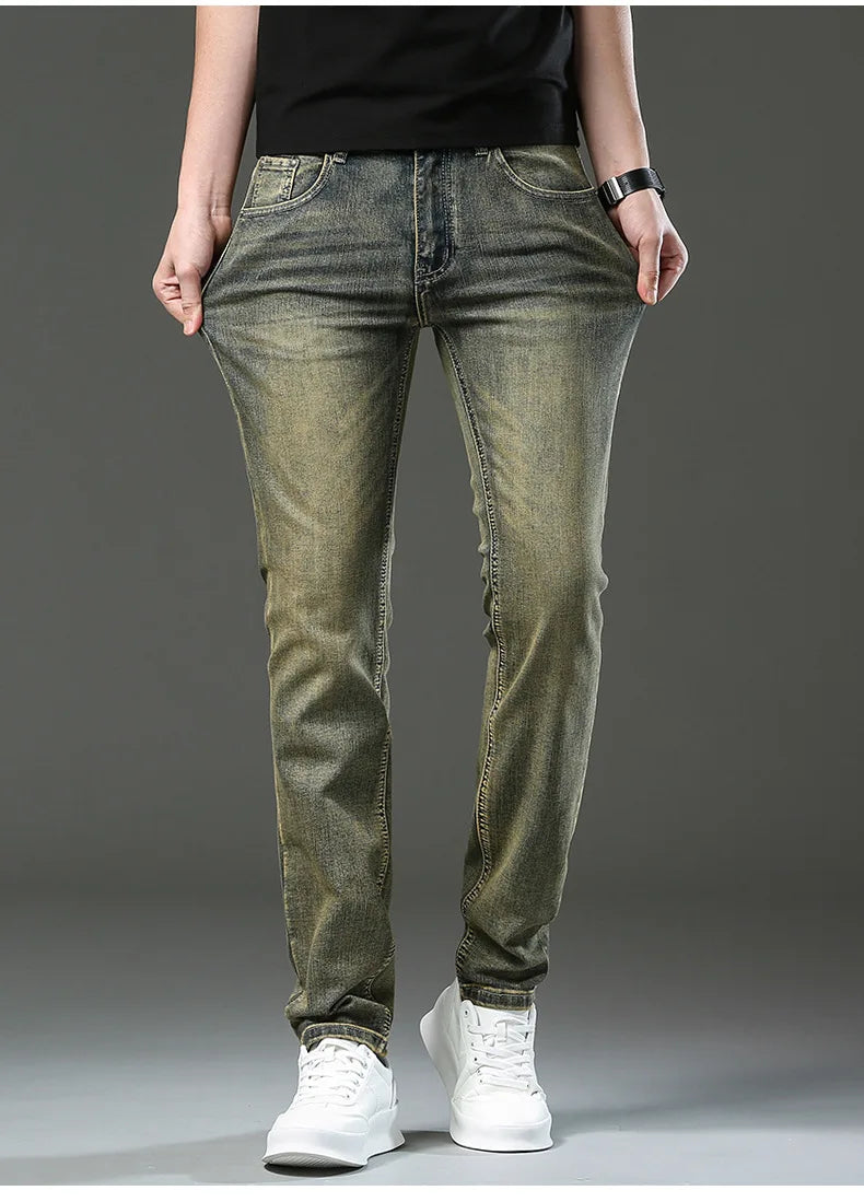 Denim jeans Pants Slim Fit Retro Stretch 2023 Winter Autumn Trousers Moto Biker Jeans High Quality