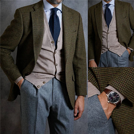 SILIWEYA Men's Smart Casual Wedding Suit - Polyester & Cotton Blend, Regular Fit