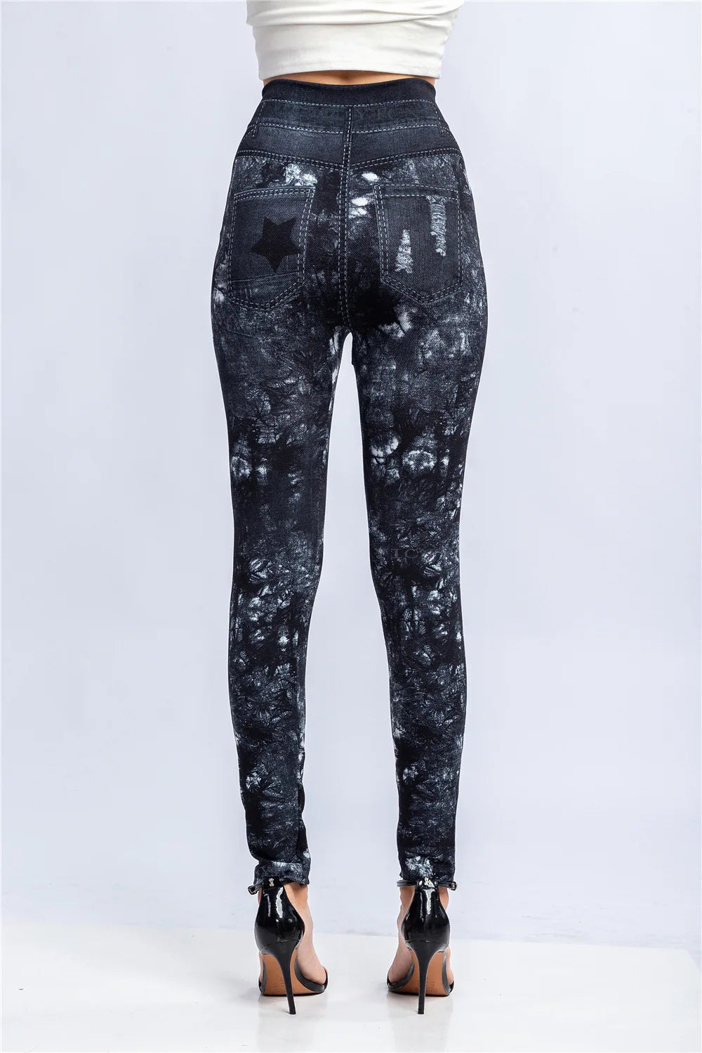 CUHAKCI Women's High-Waist Seamless Printed Leaf Leggings – Ankle-Length, Sexy Workout Gym Tights