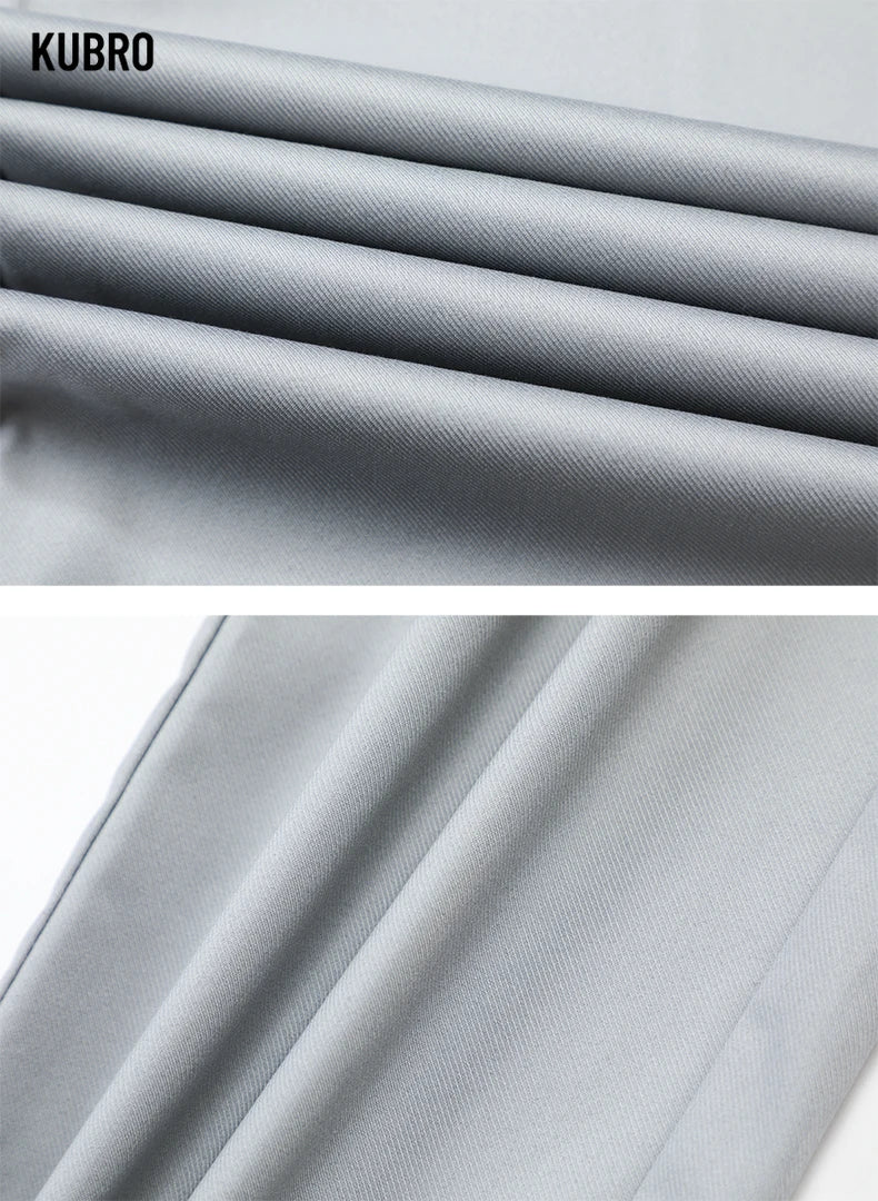 KUBRO Smart Casual Men’s Suit Pants – Cotton and Polyester Blend, Button Fly, Perfect for Business