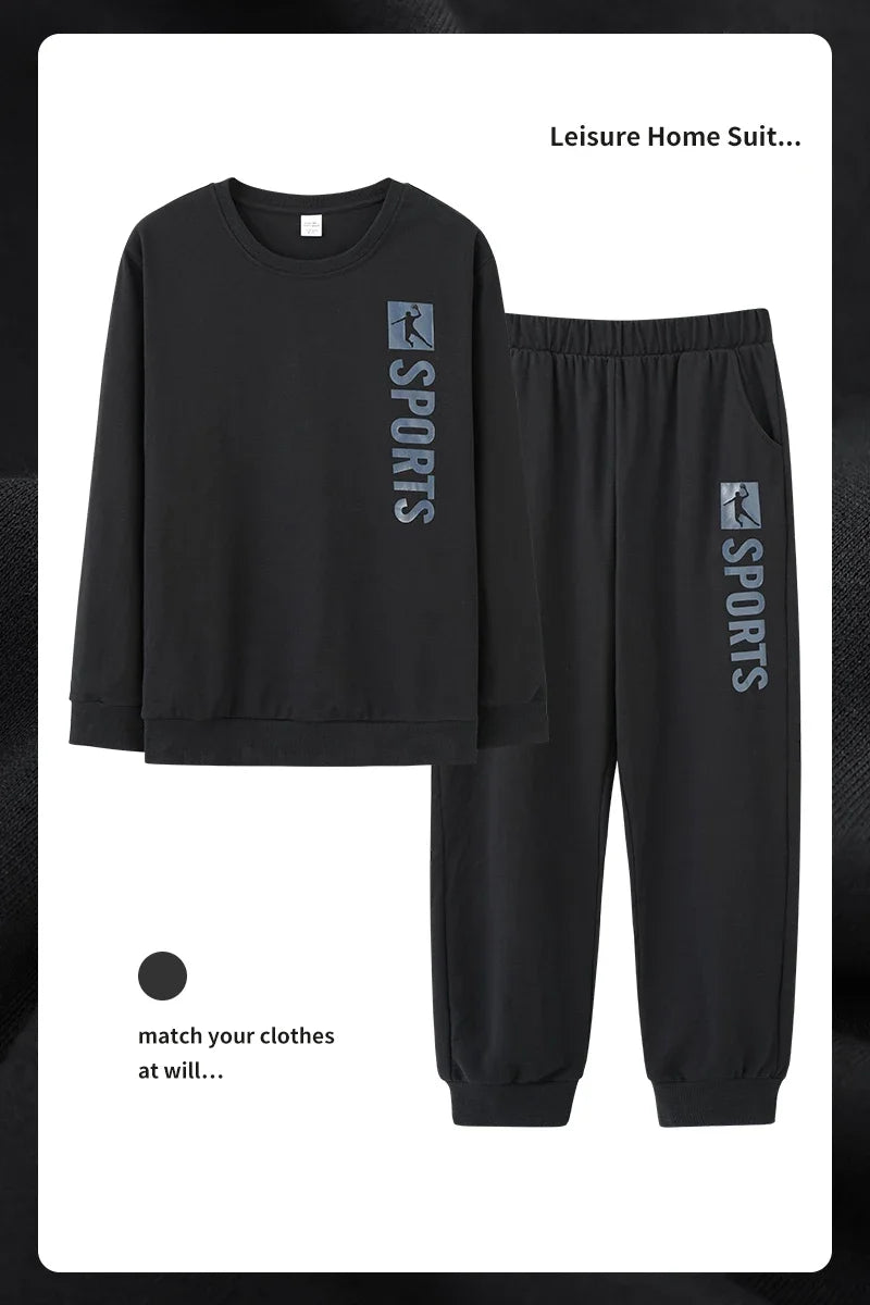 Elegant Man's Pajamas Loungewear 2023 Autumn Winter New Big Size 3xl 4xl Knitted Cotton Sleepwear Fashion Lounge Set Nightwear