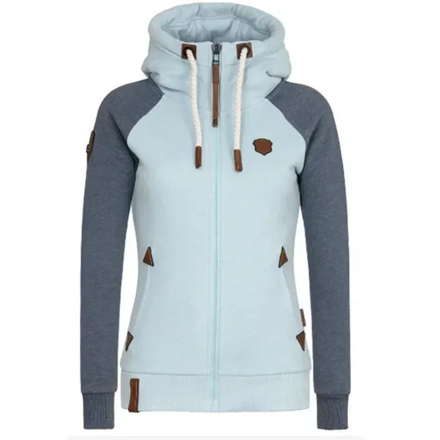 Btsukimi Women's Slim Fit Hooded Zip-Up Sweatshirt - Casual Spring & Autumn Jacket