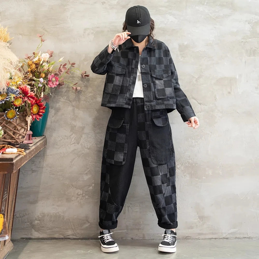 Stylish Denim Jacket Suit for Office Ladies