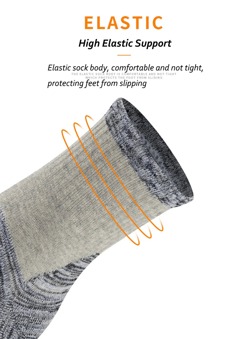 YWSLRC Men's Cotton Hiking Socks – Elastic, Anti-Slip, Moisture-Wicking for Daily & Exercise