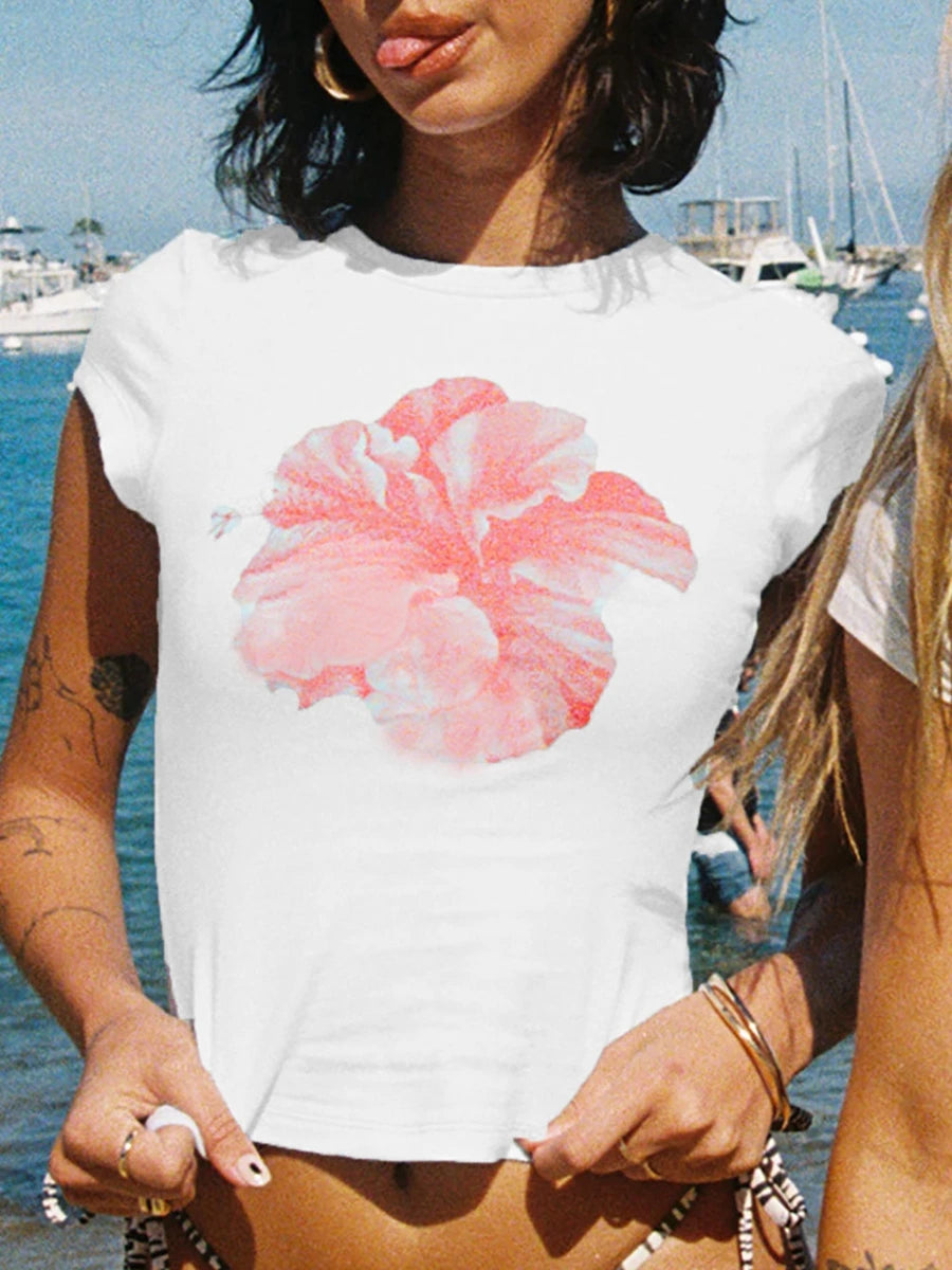 HIRIGIN Junior Women's Casual Floral Summer T-Shirt (Summer 2024 Release)