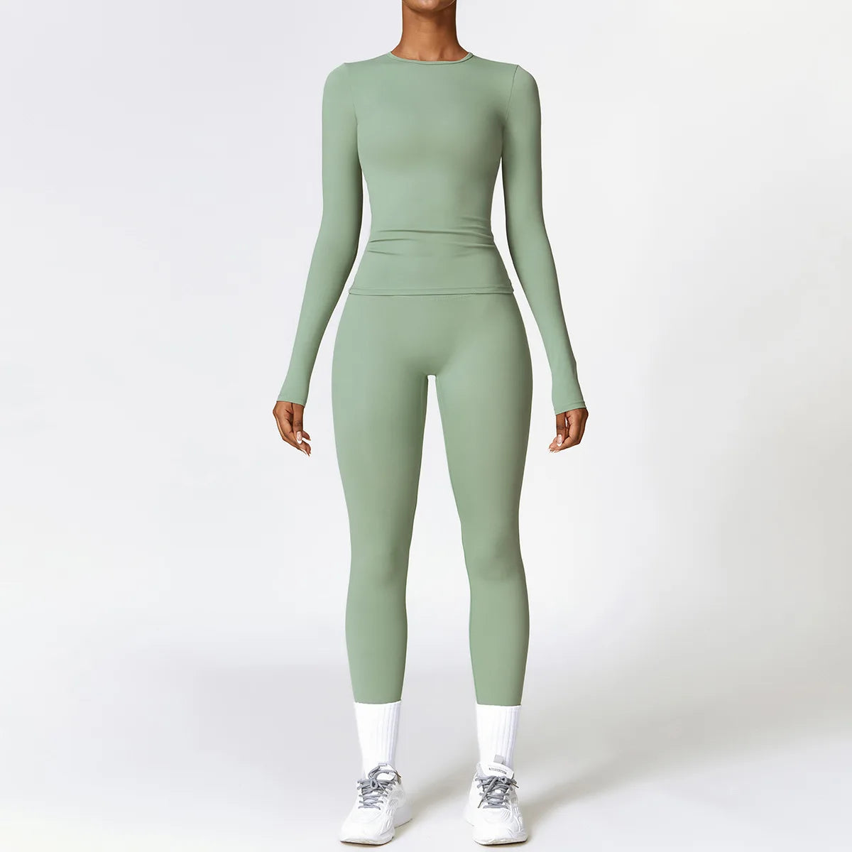 YEHAN Women's Sporty Yoga Set - High Waist, Quick Dry, Spandex/Nylon, Full Sleeve