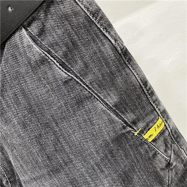 NoEnName Men’s Slim Fit Solid Denim Jeans-Mid-Waist, Pencil Pants for Spring & Autumn