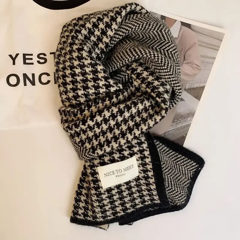 NoEnName_Null Women Fashion Scarf, Hat & Gloves Set Geometric Pattern, Cotton & Acetate Blend