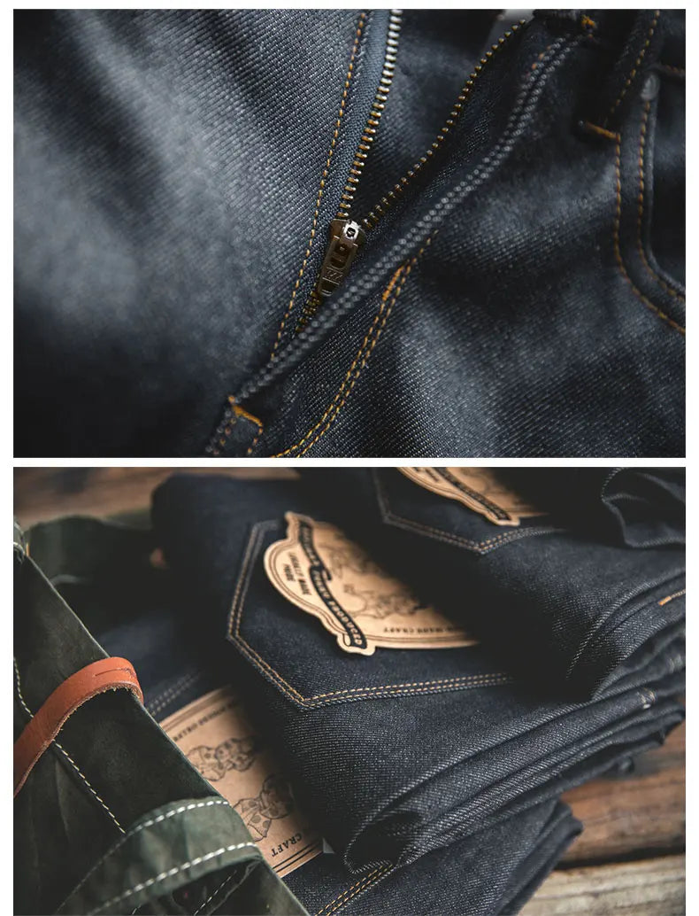 MADEN Men’s Midweight Denim Cargo Pants – Casual Full-Length Jeans with Pockets for Everyday Wear