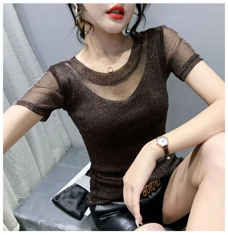 NoEnName_Null Women's Casual O-Neck Summer Tee – Solid Color, Slight Stretch, Short Sleeves