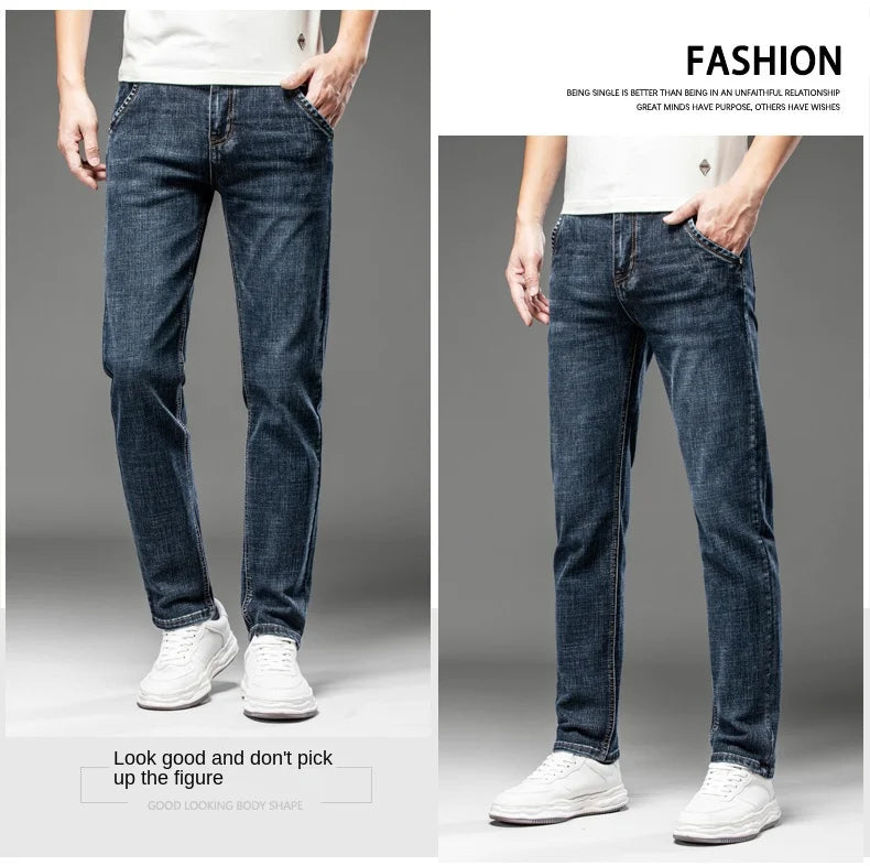 NoEnName_Null Slim Fit Mid-Waist Pencil Pants - Light Sand Wash Jeans for Men