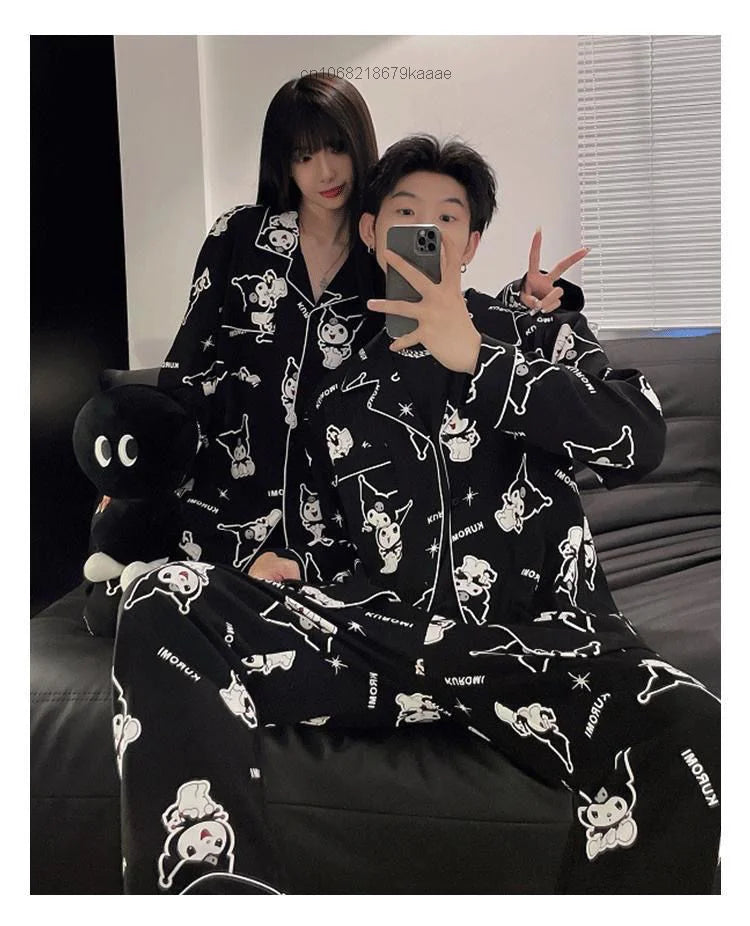 MINISO Sanrio Kuromi Pajama Set – Full-Length Cartoon Print for Couples, Y2K Inspired