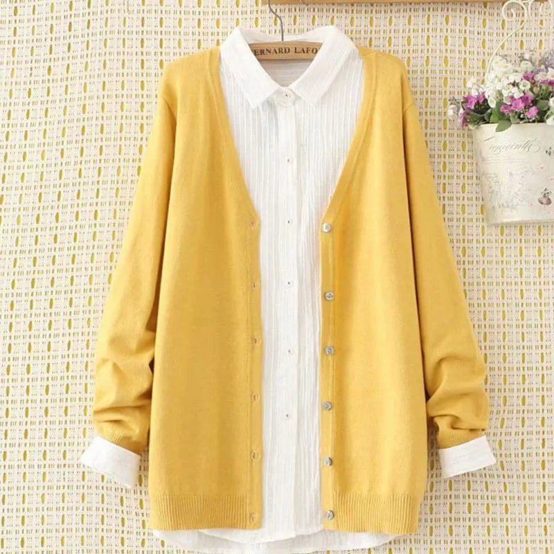Women’s Slim Fit Single-Breasted V-Neck Casual Cardigan – Autumn/Winterr