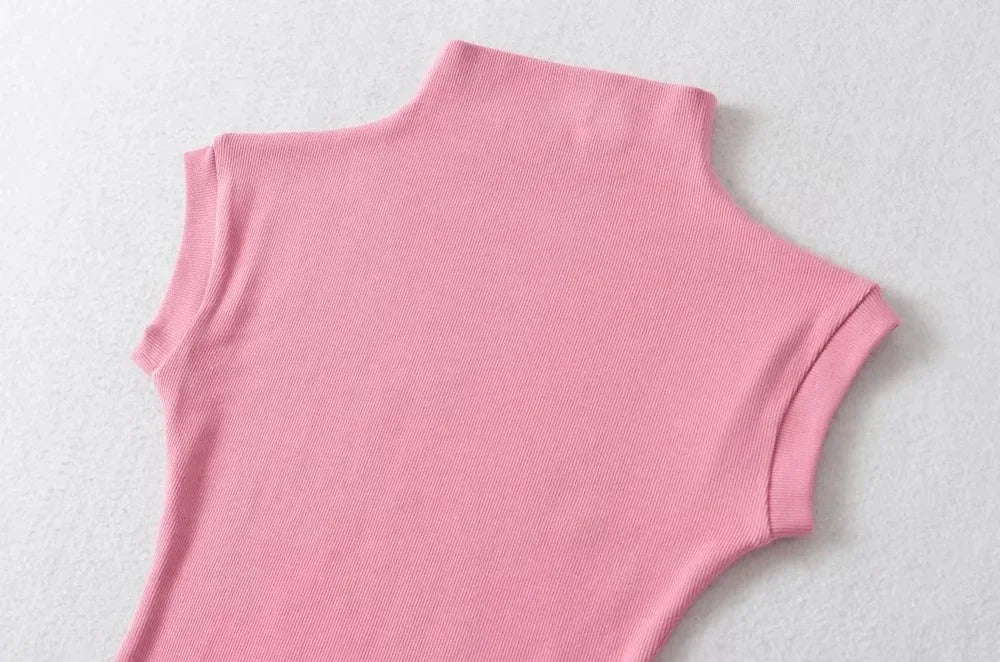 Women's Sleeveless Turtleneck Slim Fit Knit Top Summer 2024 by TODOBLACK
