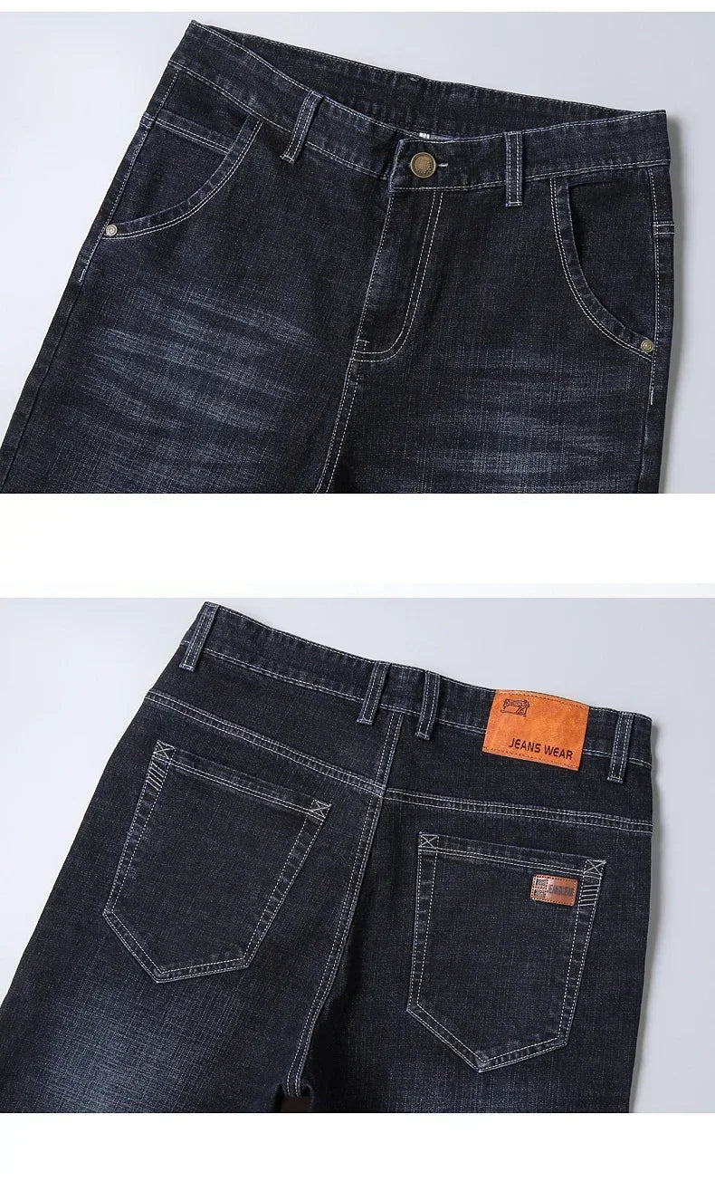 Business Men's Stretch Jeans Autumn New Straight Casual Regular Classic Fashion Denim Trousers
