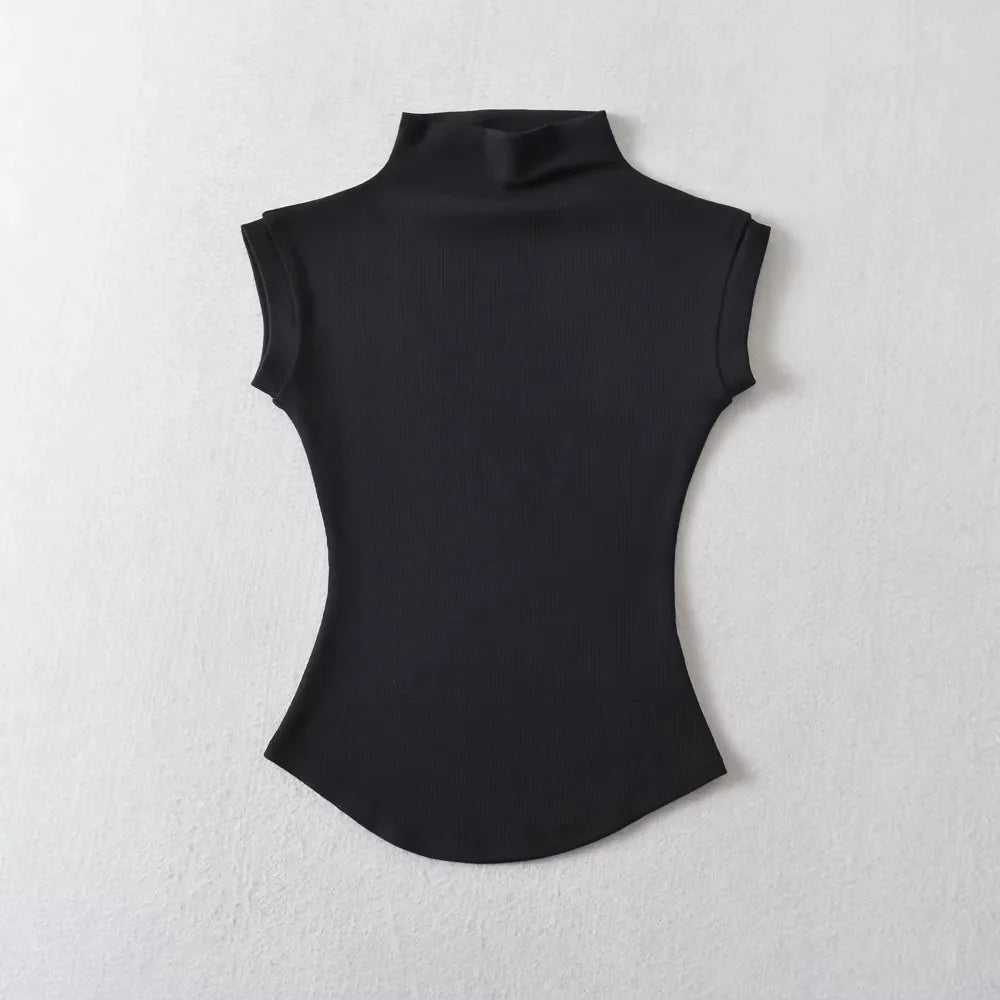 Women's Sleeveless Turtleneck Slim Fit Knit Top Summer 2024 by TODOBLACK
