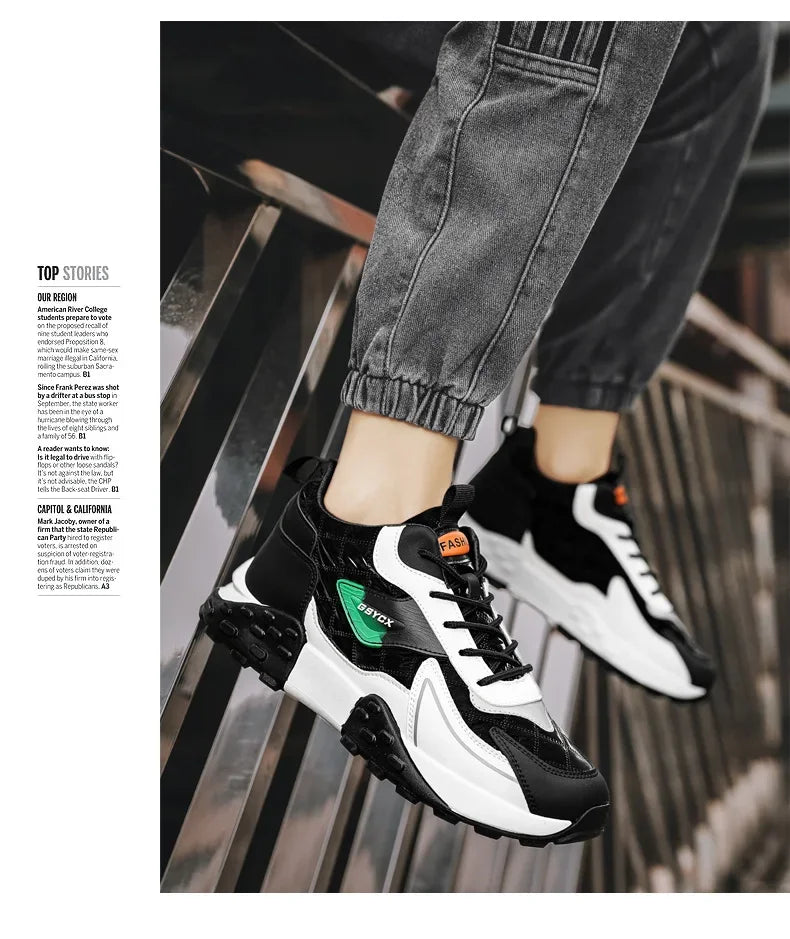 NoEnName_Null Men's Casual Lace-Up Shoes - Winter-Ready Leather Sneakers