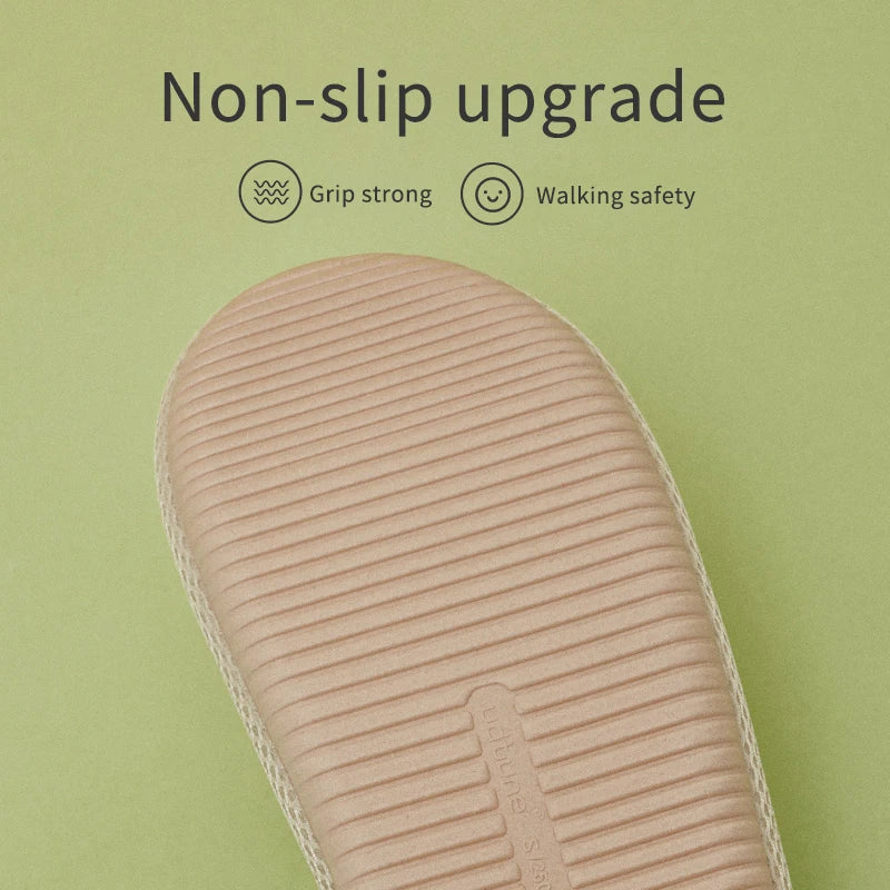 Utune Women's Cross-Tied Hemp Slippers - Comfortable Indoor Flat Slippers for Summer & Autumn