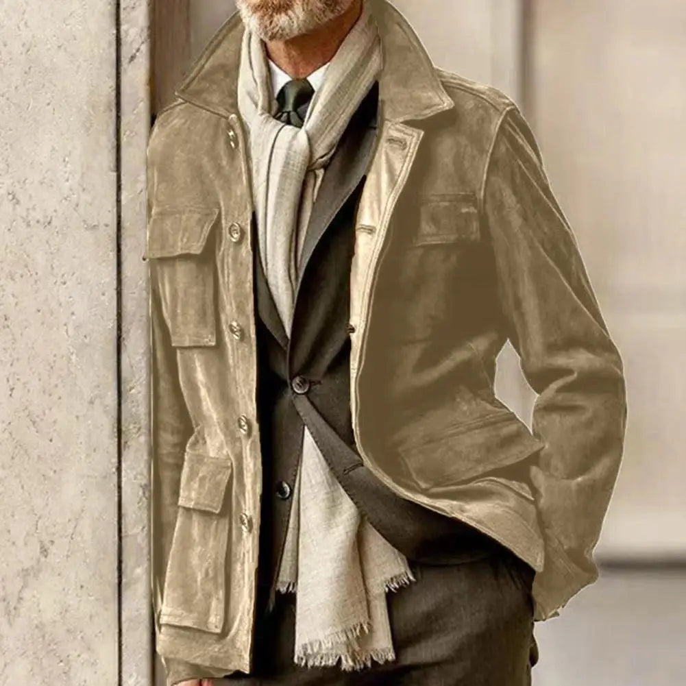 SANWOOD Men's Chic Trench Coat - Autumn/Winter Long Single Breasted with Lantern Sleeves