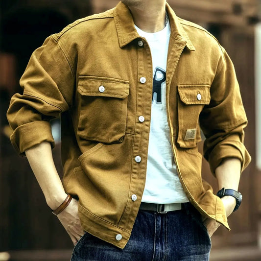 VXO Men’s Chic Autumn & Winter Jacket – Stylish Turn-Down Collar, Ribbed Sleeves, and Pockets for Daily Wear