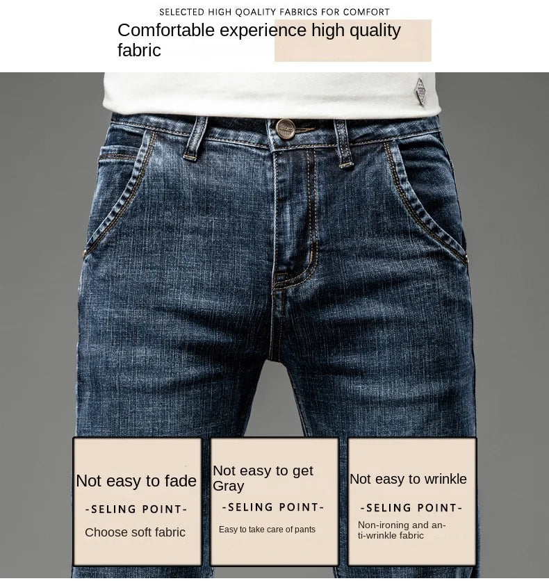 NoEnName_Null Slim Fit Mid-Waist Pencil Pants - Light Sand Wash Jeans for Men