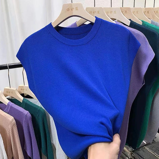 Women's Summer Casual Sleeveless O-Neck Tee ZX1615 by NoEnName_Null