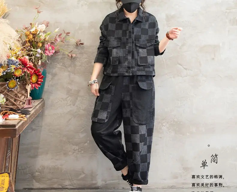 Stylish Denim Jacket Suit for Office Ladies