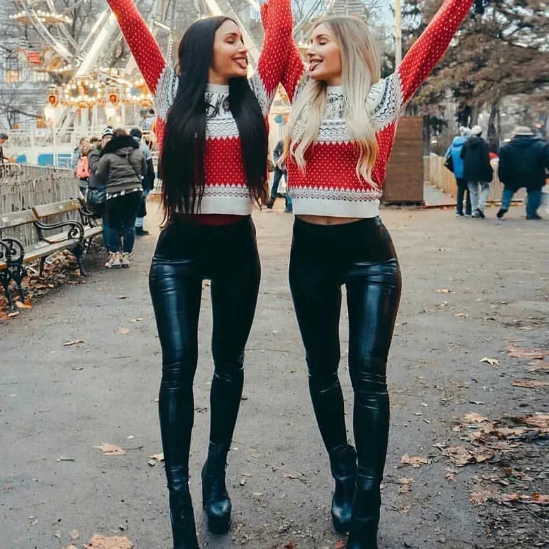 MODX High-Waisted Booty Lifting Sporty Leggings - Seamless Polyester & Faux Leather