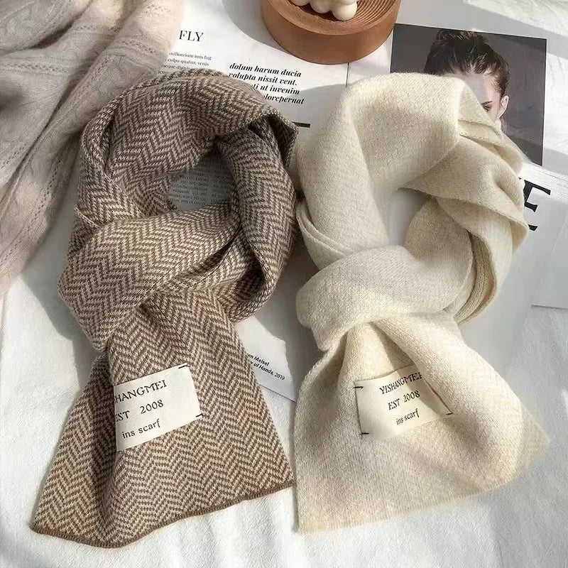 eTya Women's Winter Striped Knit Scarf - Polyester, Linen, Acetate, and Acrylic Fiber Blend