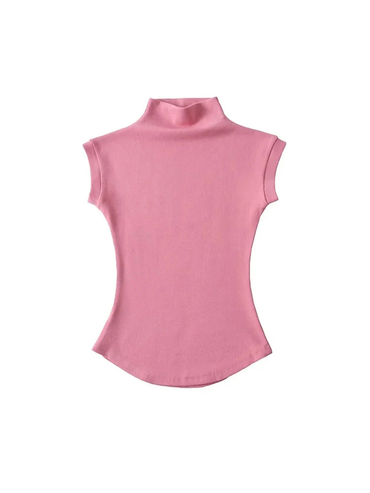 Women's Sleeveless Turtleneck Slim Fit Knit Top Summer 2024 by TODOBLACK
