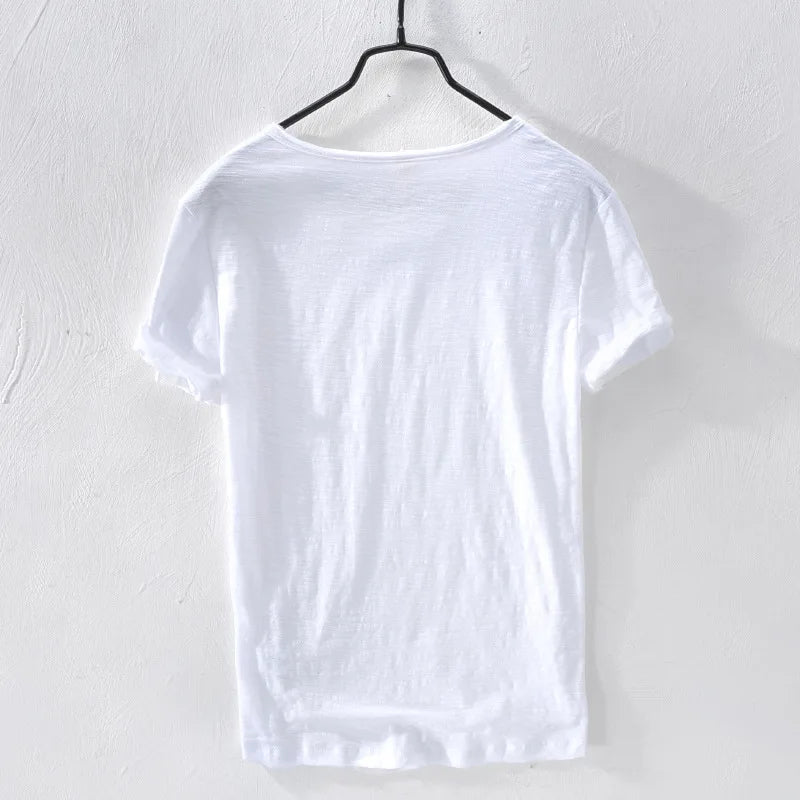 FAVOCENT Men’s V-Neck Bamboo Fiber Cotton-Polyester Casual Tee – Comfortable & Stylish for Summer