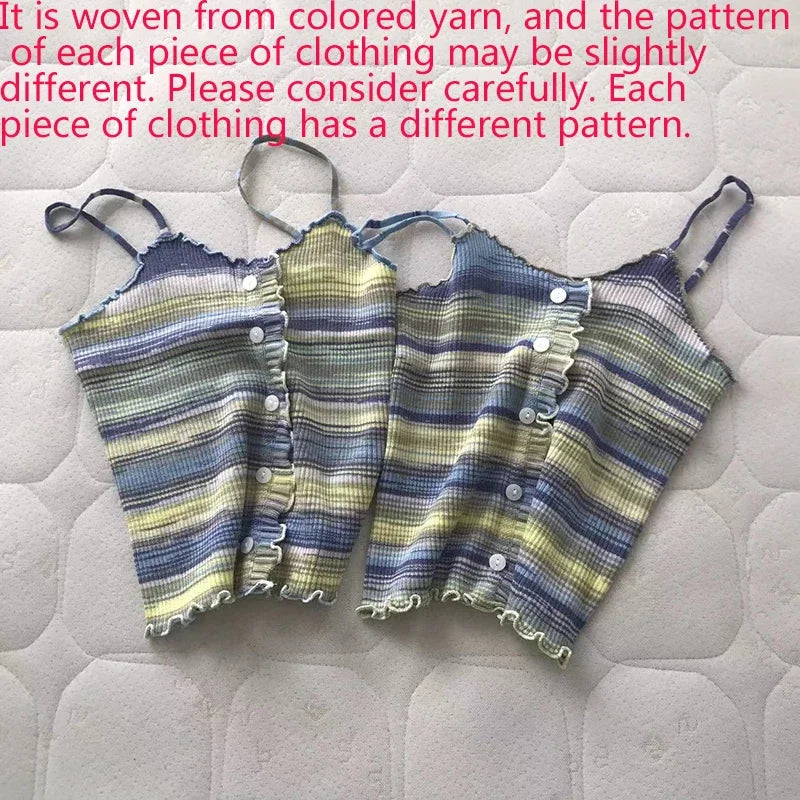 Abebey Women's Super-Short Tie-Dye Knitted Top - Casual Summer Wear