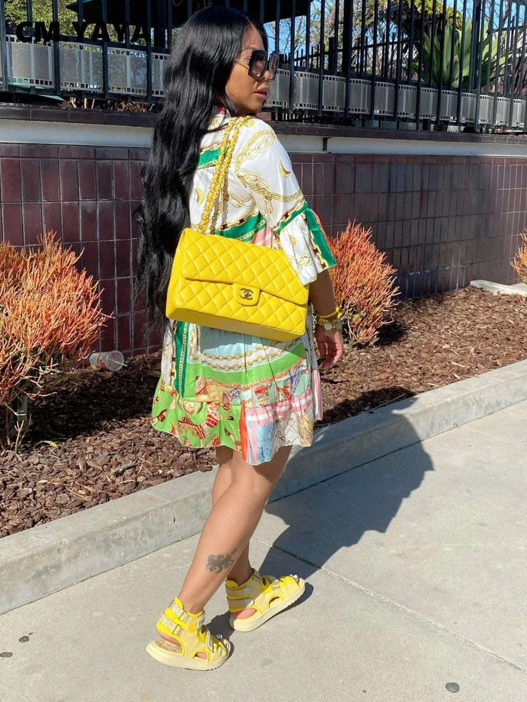 CM.YAYA Women's Casual Paisley Print A-Line Mini Dress with Flare Sleeves – Summer 2024 Collection