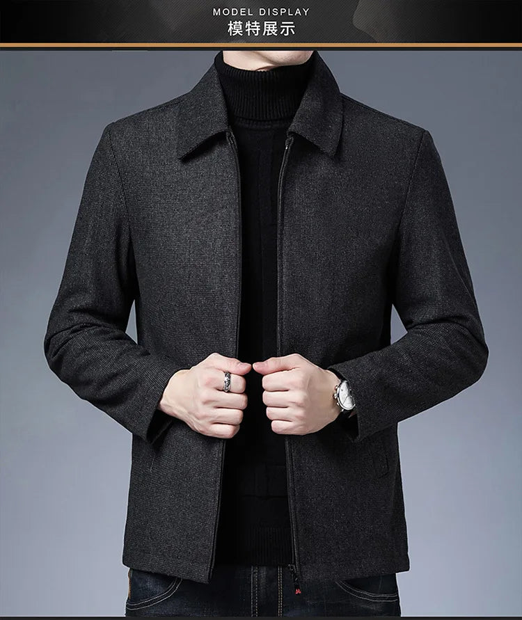 BULUOLANDI Men’s Casual Winter Jacket - Zipper Closure, Turn-down Collar, Regular Fit
