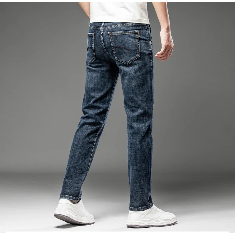 NoEnName_Null Slim Fit Mid-Waist Pencil Pants - Light Sand Wash Jeans for Men