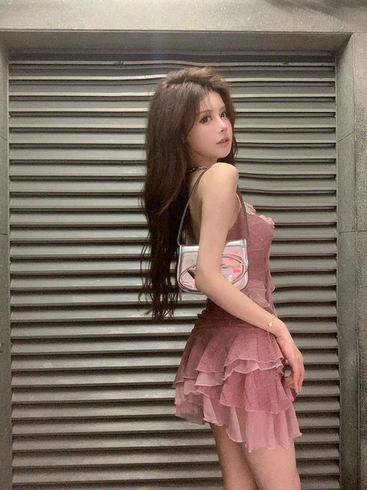 Nomikuma Women's Sexy Ruffled A-Line Mini Dress – Sleeveless V-Neck Summer Style