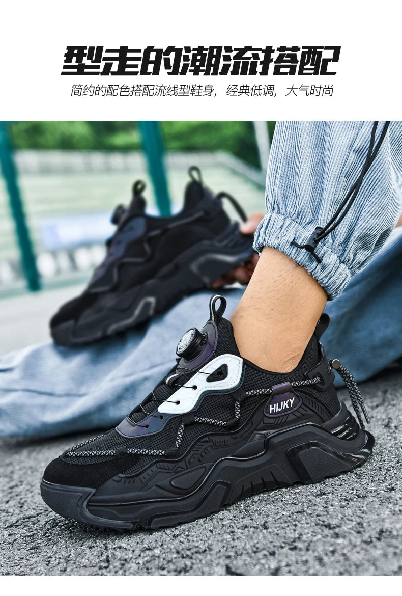 Yuzhy Men's Breathable Casual Lace-Up Shoes - Winter-Ready, Anti-Odor Sneakers