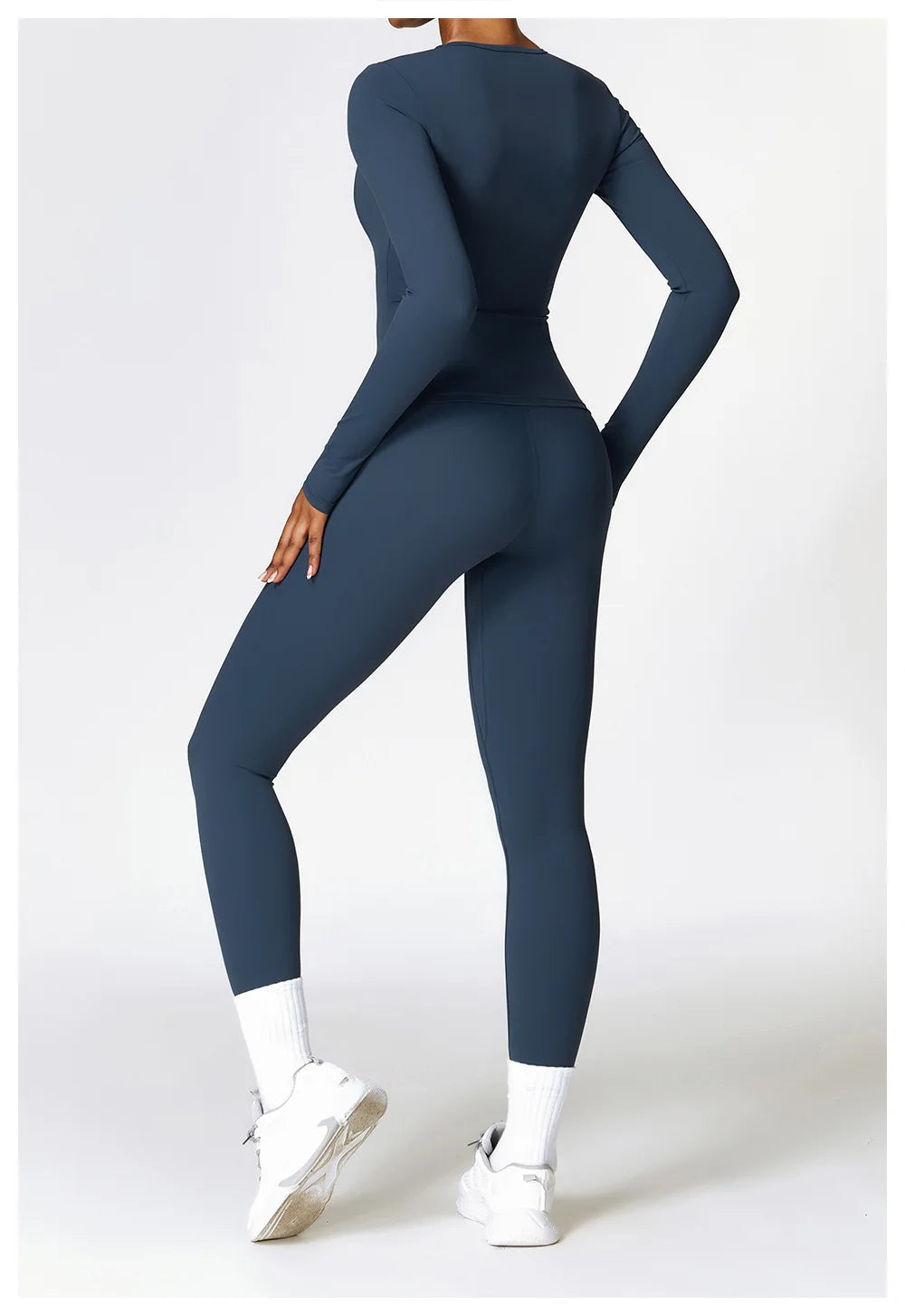 YEHAN Women's Sporty Yoga Set - High Waist, Quick Dry, Spandex/Nylon, Full Sleeve