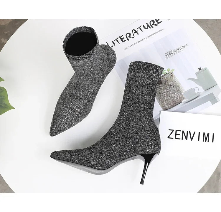 YBQJOO Women's Chelsea Boots – Pointed Toe, Ultra-High Heel, Sexy and Stylish Winter Footwear