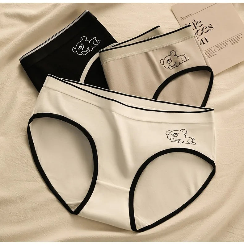 NoEnName Women's Mid-Rise Briefs - Comfortable Polyester & Spandex Underwear with Print Pattern